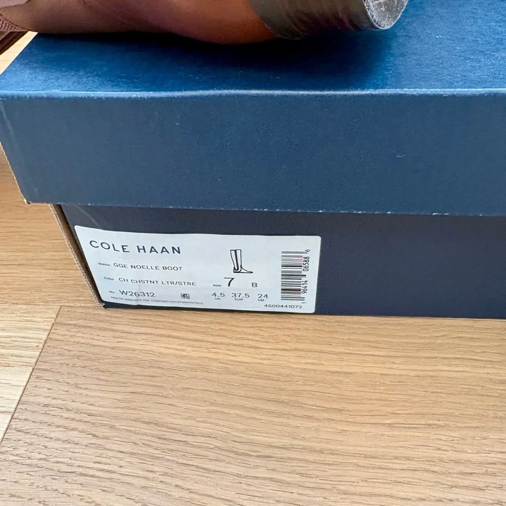 Cole Haan Brown Knee-High Leather Riding Boots - Picture 6 of 8